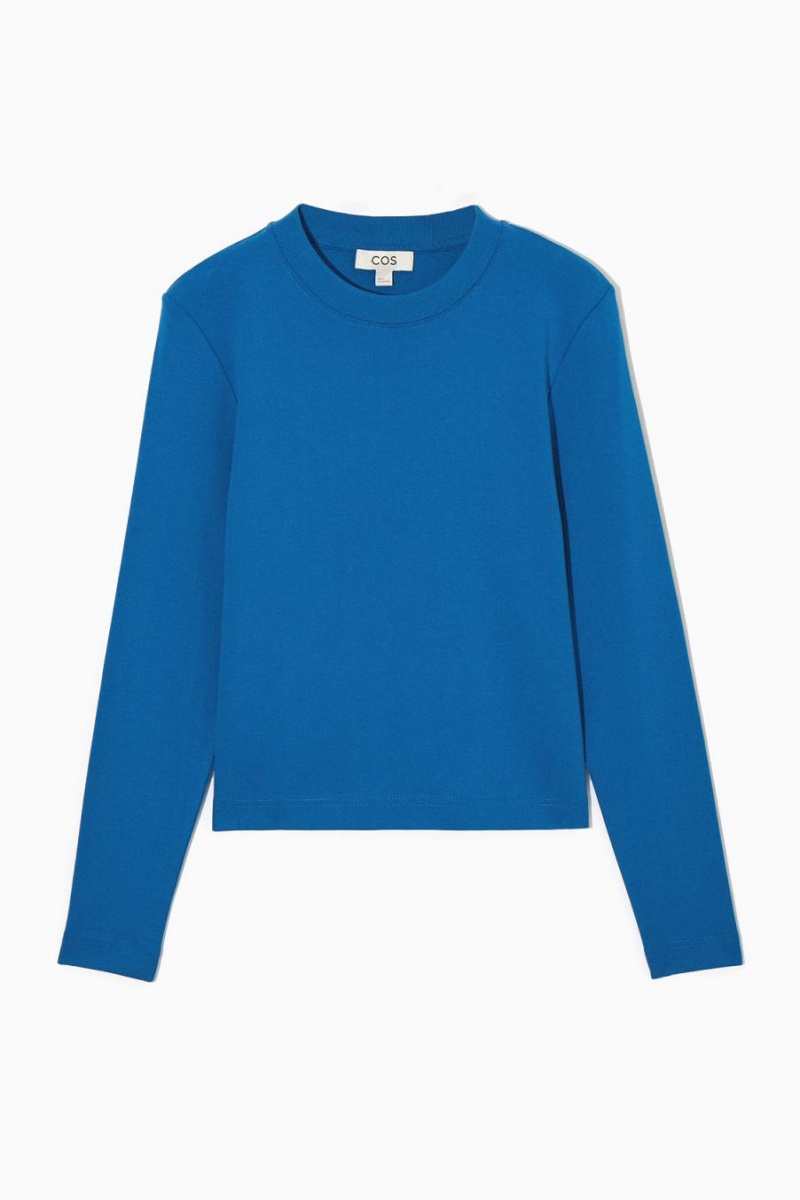 Tricou Dama COS Regular-fit Heavyweight Long-sleeved Albastri | UJNBK-3702