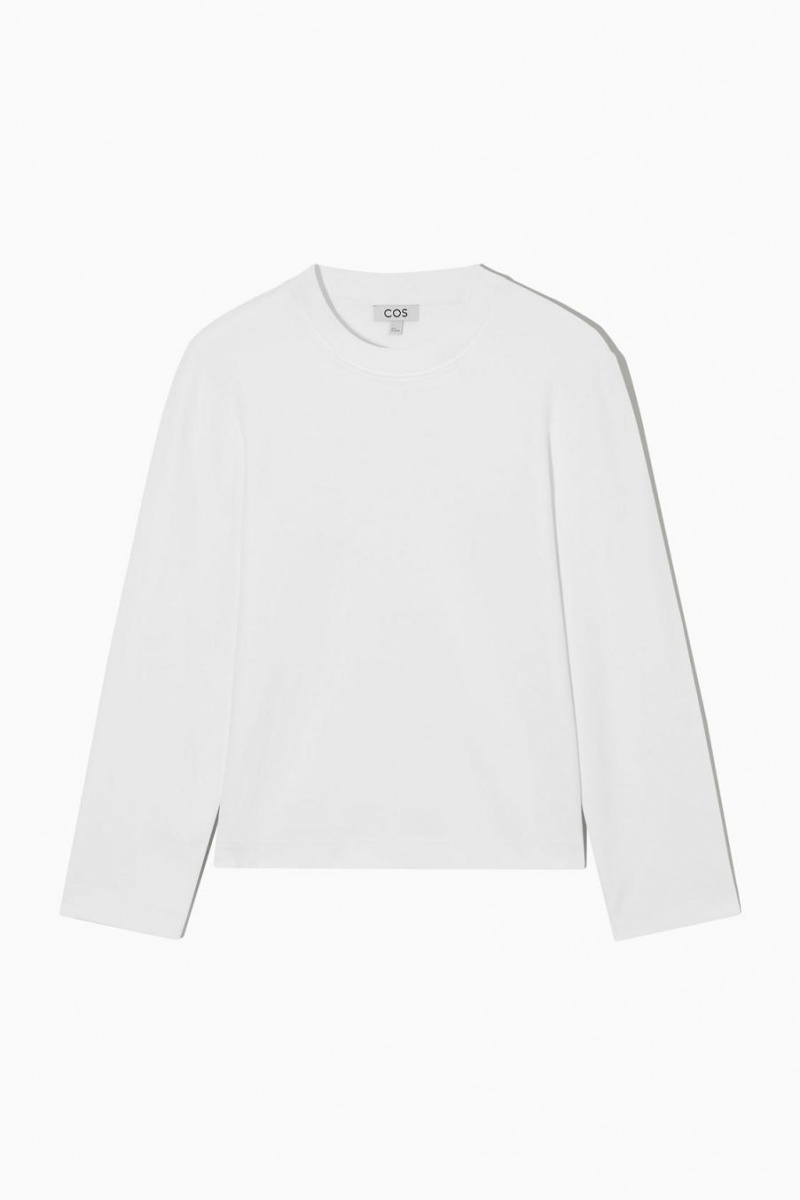 Tricou Dama COS Regular-fit Heavyweight Long-sleeved Albi | ZEPWR-6349