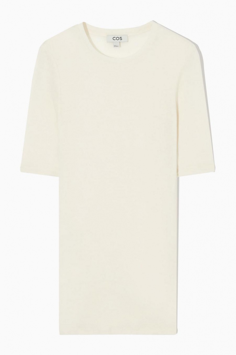 Tricou Dama COS Slim-fit Lână Albi | QSCJW-6412