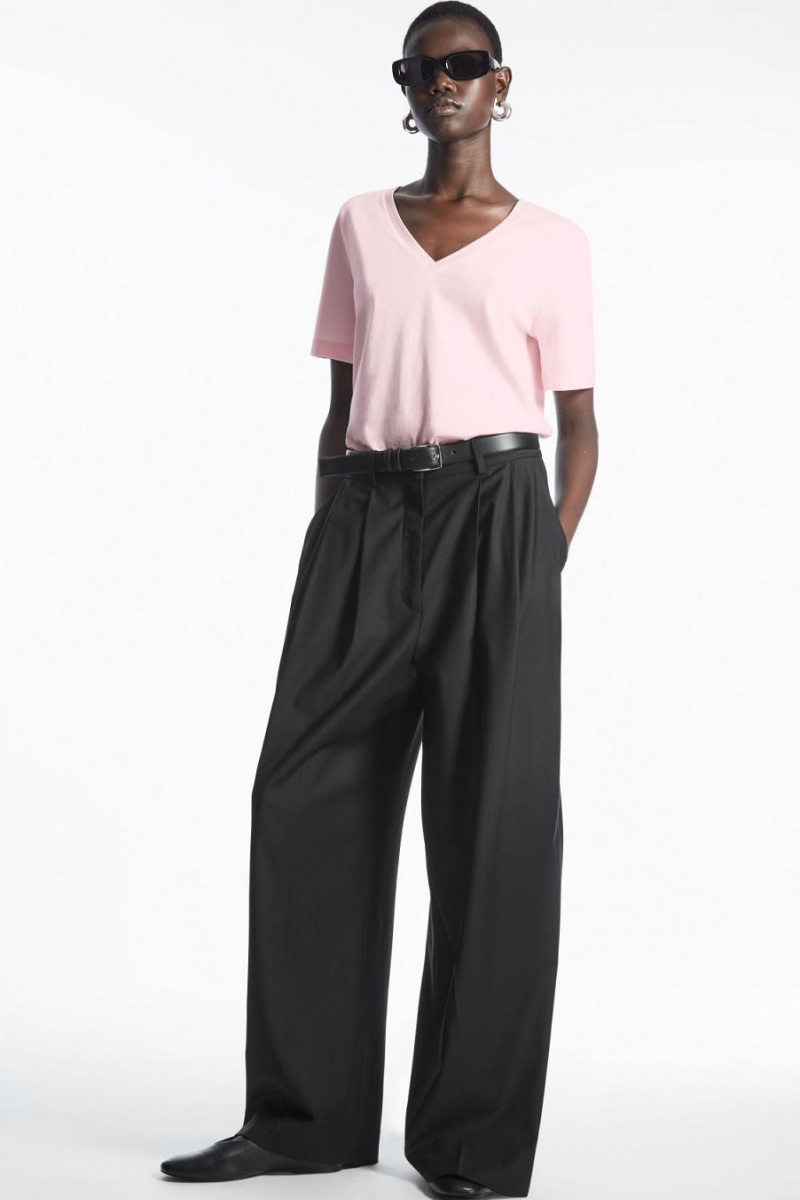 Tricou Dama COS V-neck Roz Deschis | TVEON-2106