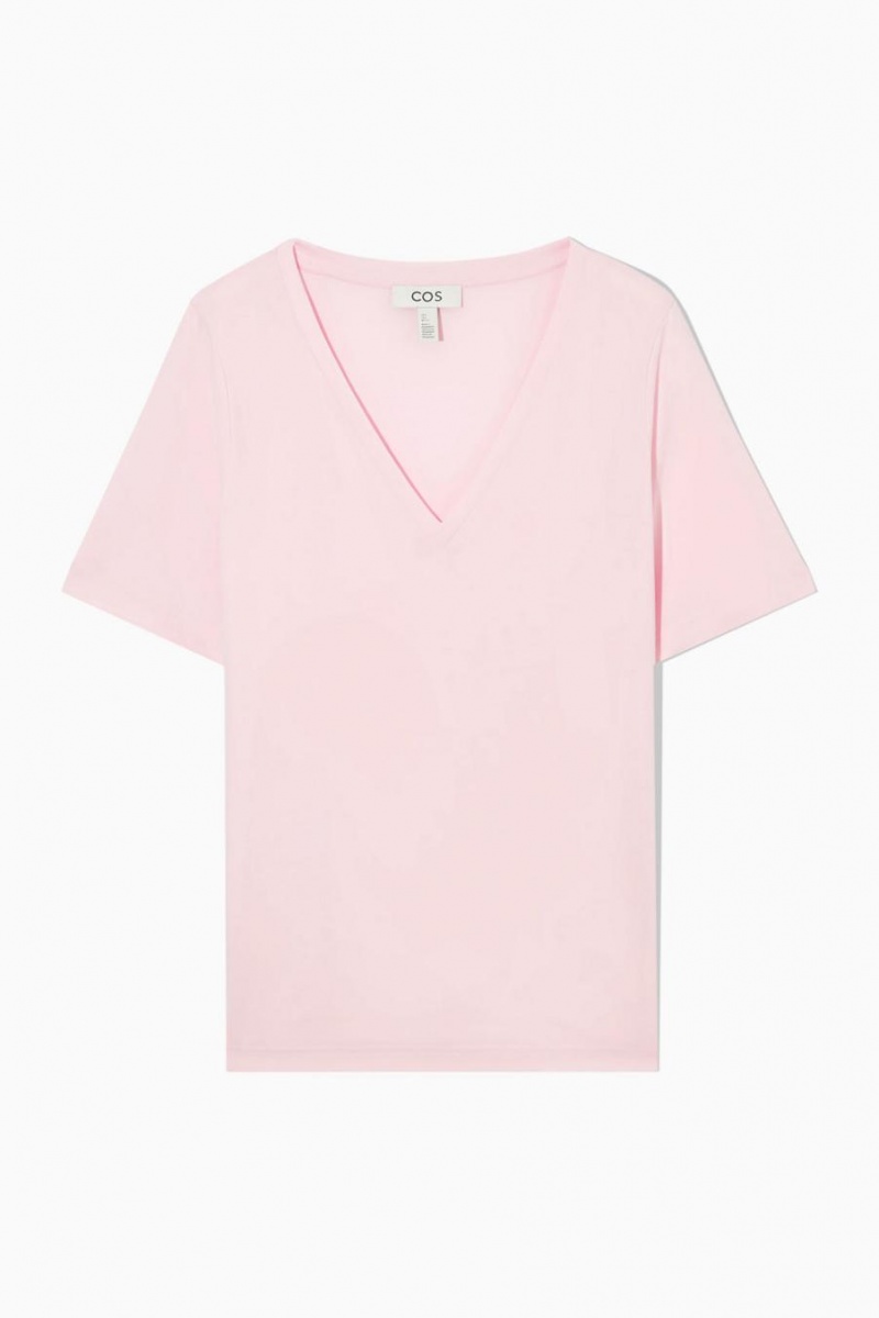 Tricou Dama COS V-neck Roz Deschis | TVEON-2106