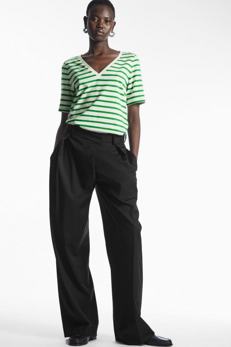 Tricou Dama COS V-neck Verzi Albi | OQIKP-1807