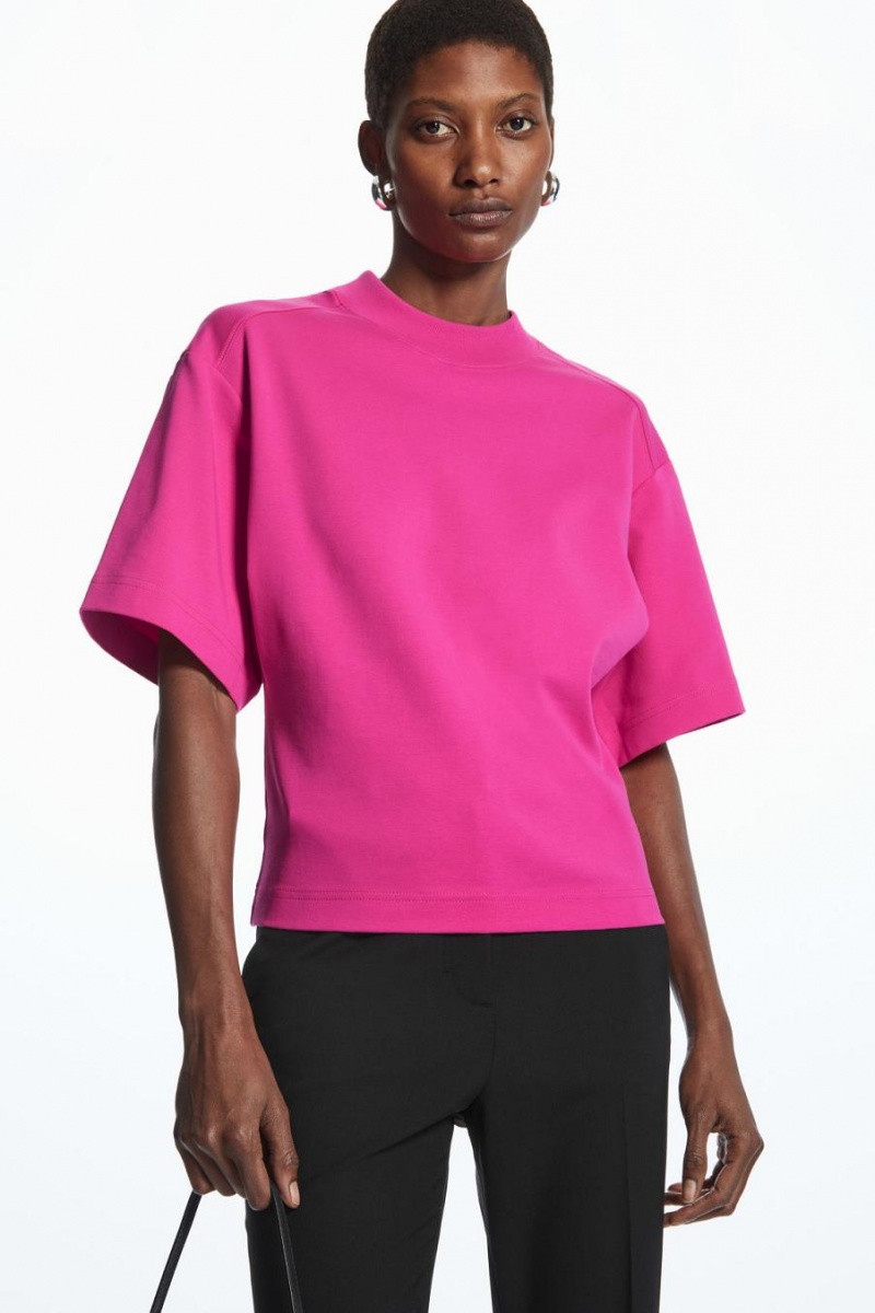 Tricou Dama COS Waisted Mock-neck Roz Deschis | THMNZ-0236