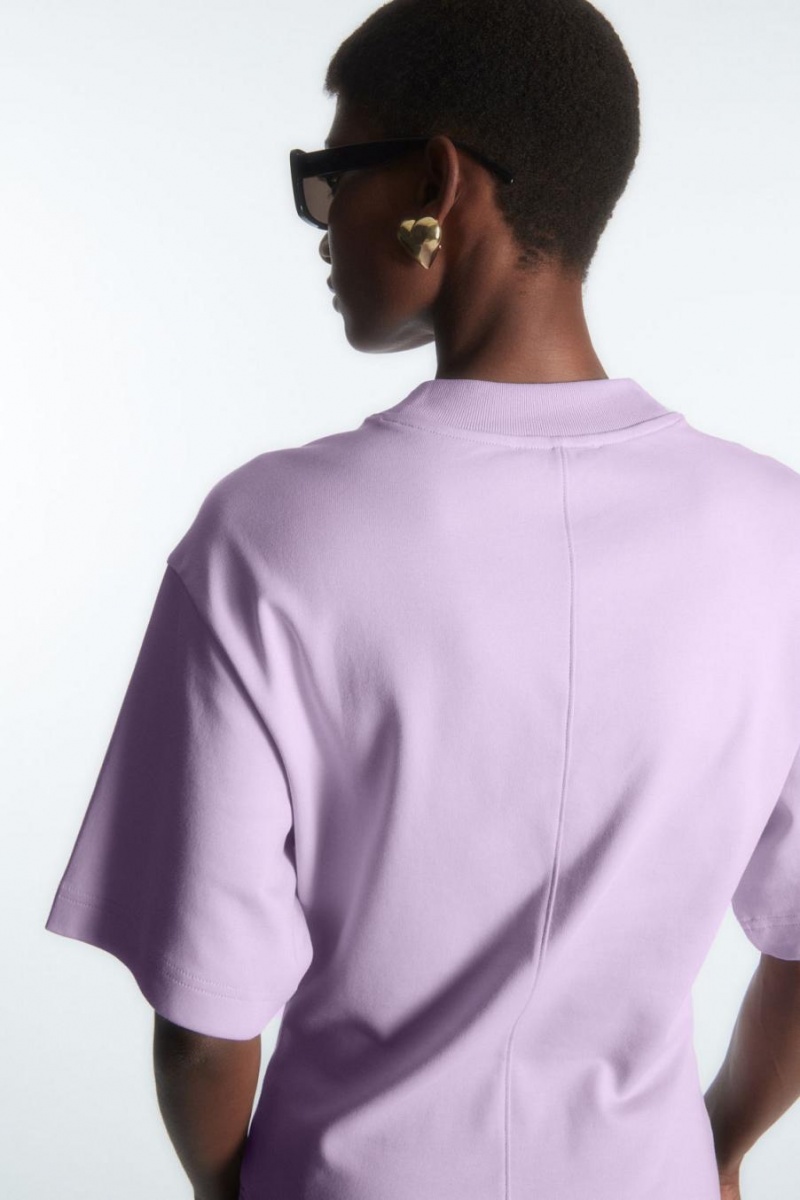 Tricou Dama COS Waisted Mock-neck Violet Deschis | PGBQS-9875