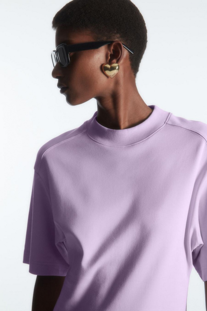 Tricou Dama COS Waisted Mock-neck Violet Deschis | PGBQS-9875