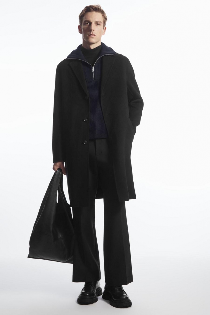 Vesta Barbati COS Cu Nervuri-knit Half-zip Bleumarin | SKWED-0519