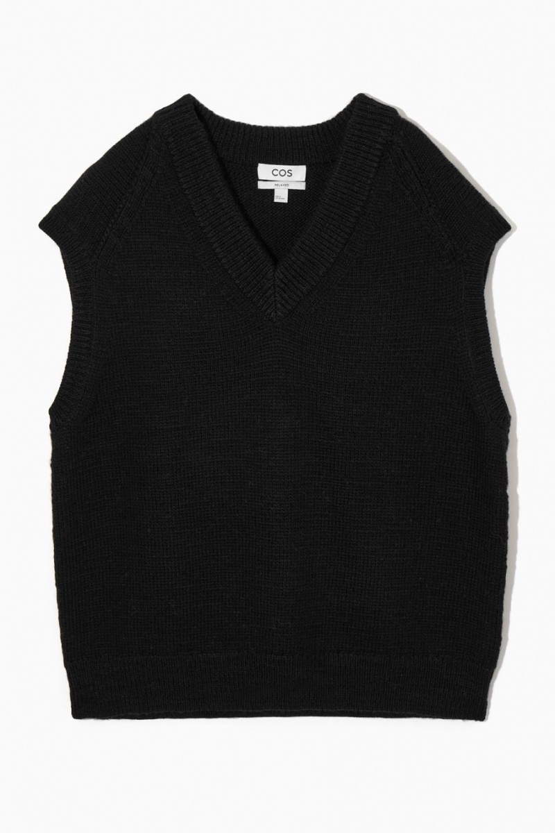 Vesta Barbati COS V-neck Textured-wool Negrii | NXTPI-0273
