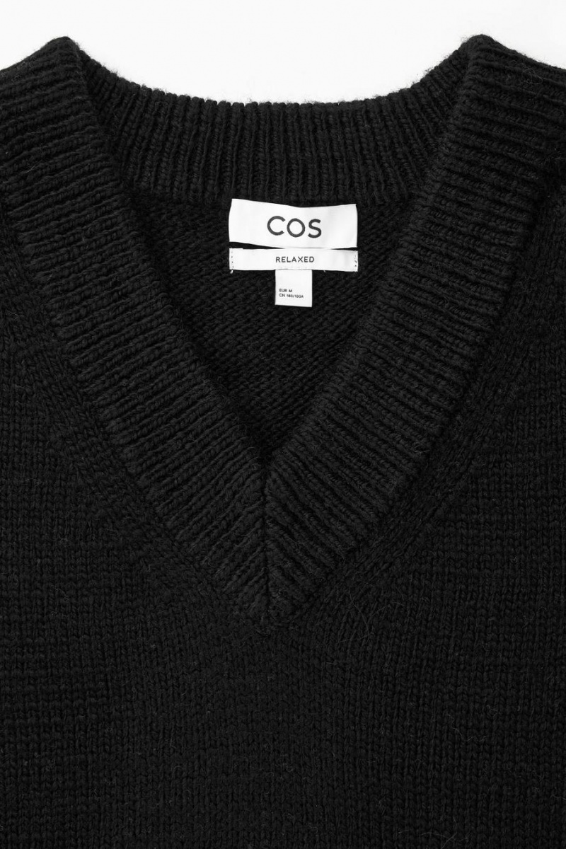 Vesta Barbati COS V-neck Textured-wool Negrii | NXTPI-0273