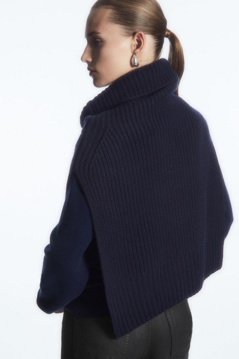 Vesta Dama COS Grosolan Pure Cashmere Open-side Bleumarin | BAHPI-6875