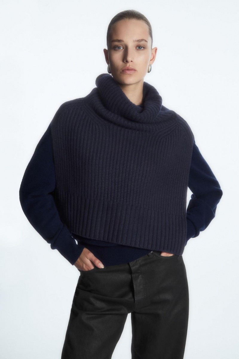 Vesta Dama COS Grosolan Pure Cashmere Open-side Bleumarin | BAHPI-6875